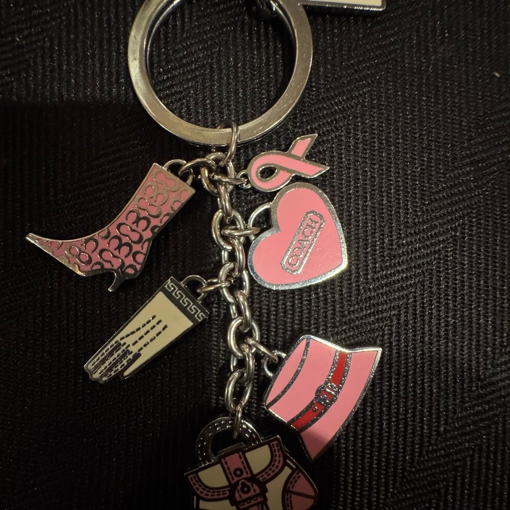 Coach Pink and Silver Charm Key Holder